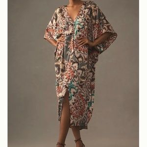 Anthropologie silk kaftan dress